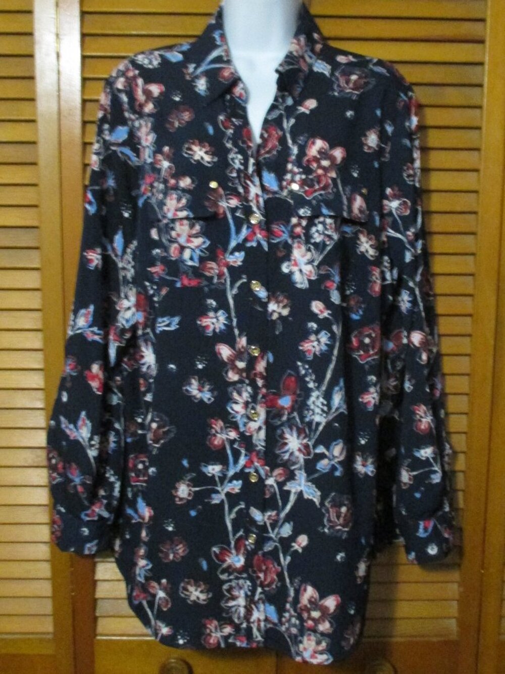 Charter Club NEW top lightweight, navy blue floral flowy blouse size 1x